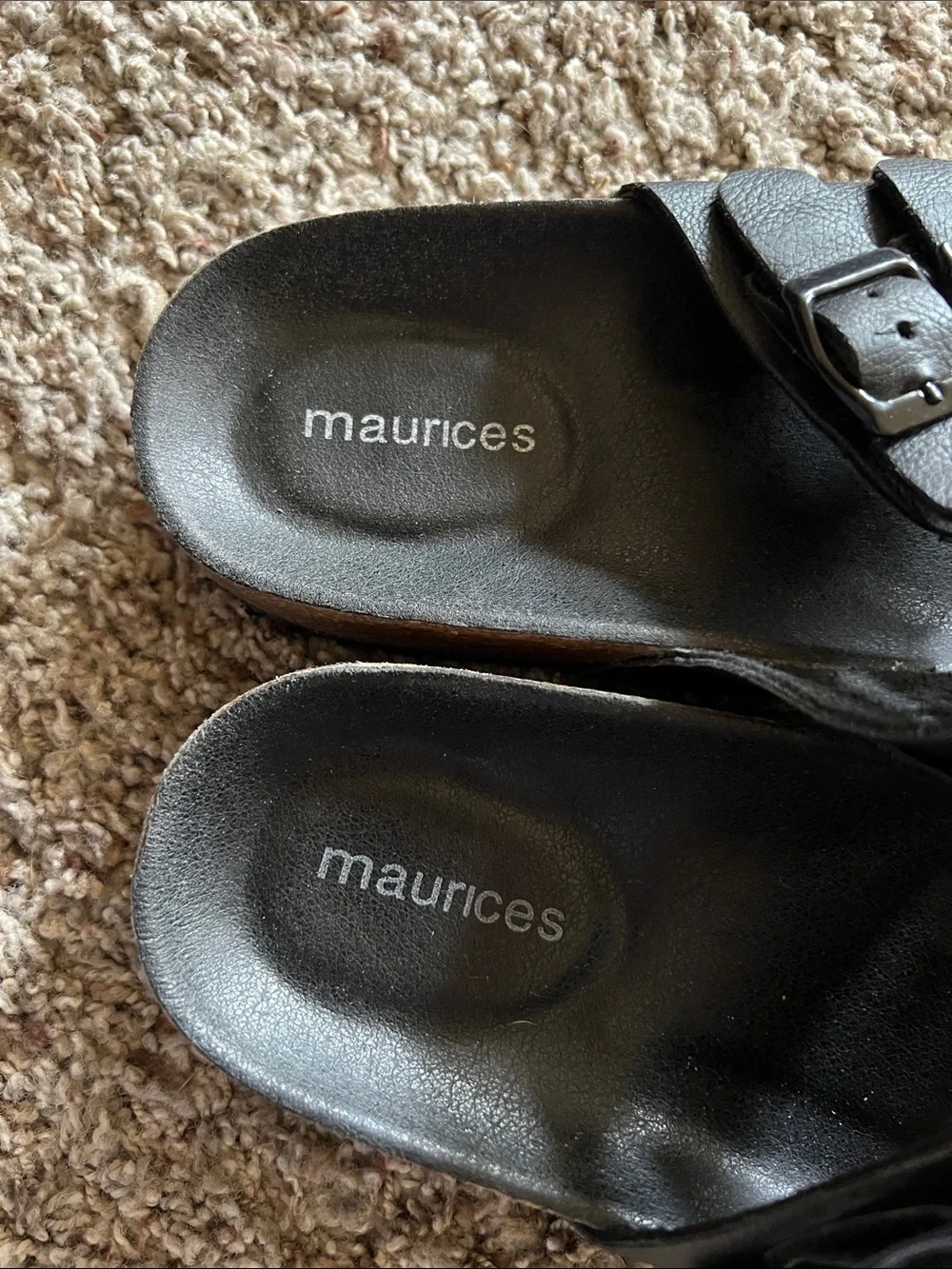 Maurices Black Buckle Crossover Slide Sandals